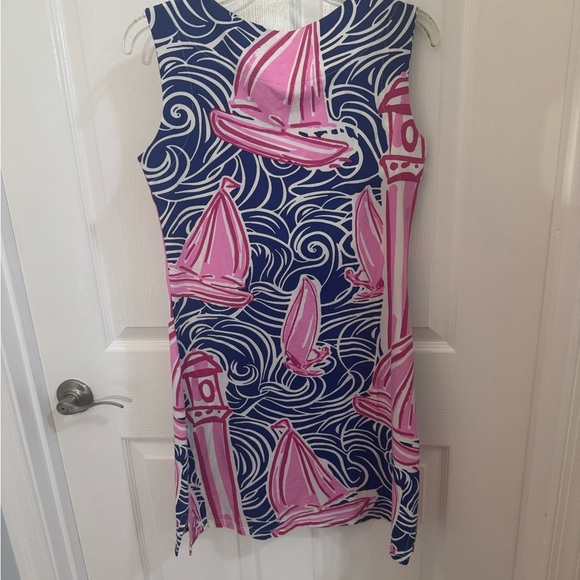 Barbara Gerwit Nautical Pink and Blue Sleeveless Dress Tropical Nautical - Picture 2 of 5